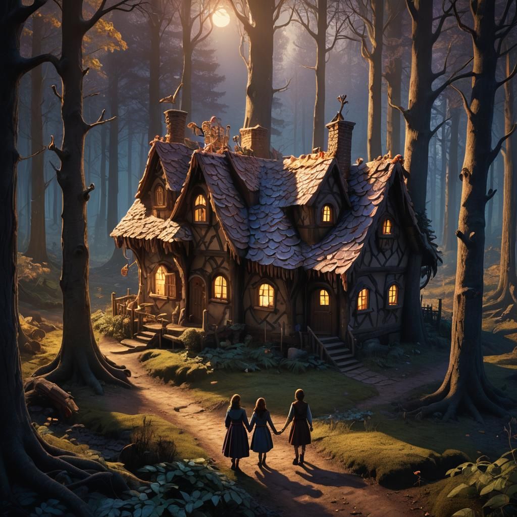 Hansel and Gretel's Eerie Forest Encounter