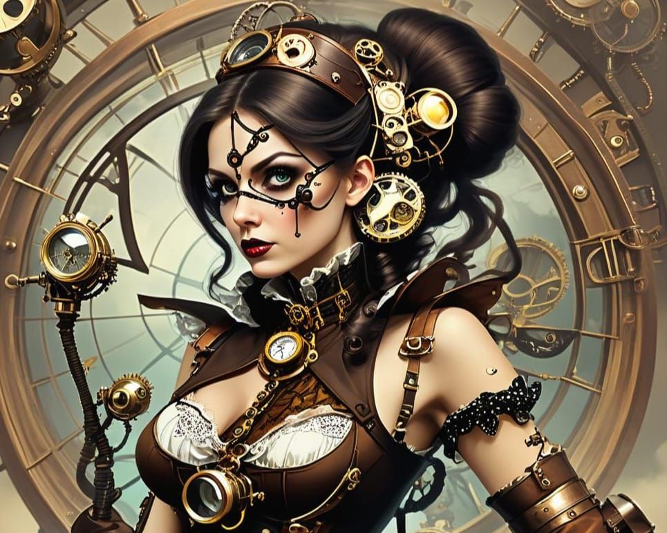 Steampunk Jumping Spider with Monocle in Garden