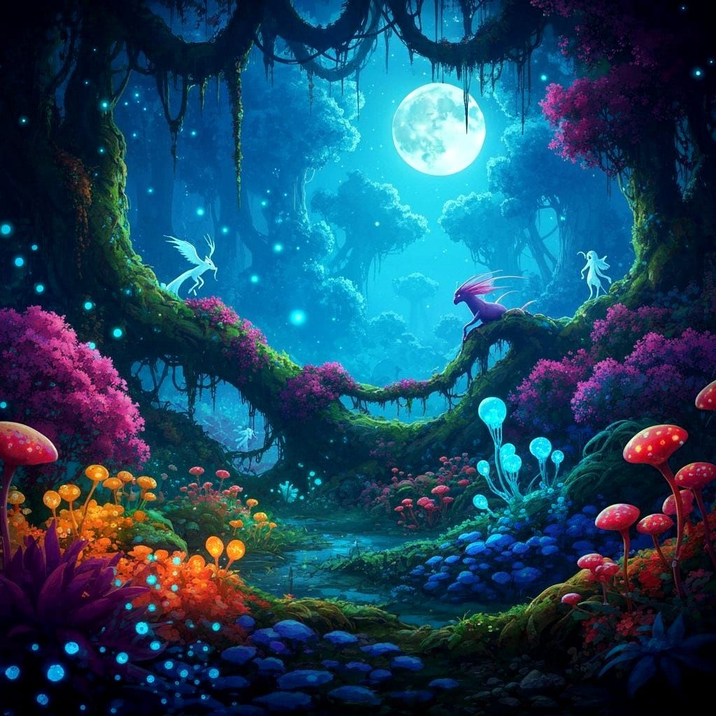 Magical Creatures and Plants in Enchanted Forest