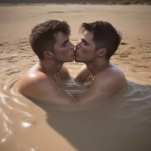 Men Kissing in Quicksand: Professional Photography