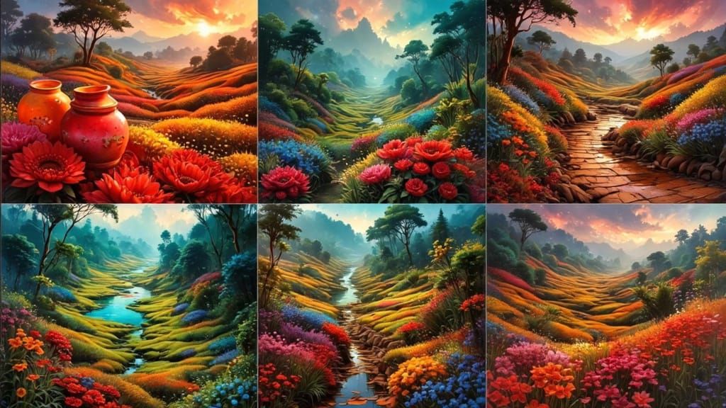 Surreal Vietnamese Tea Plantations and Ceramic Pots Digital ...