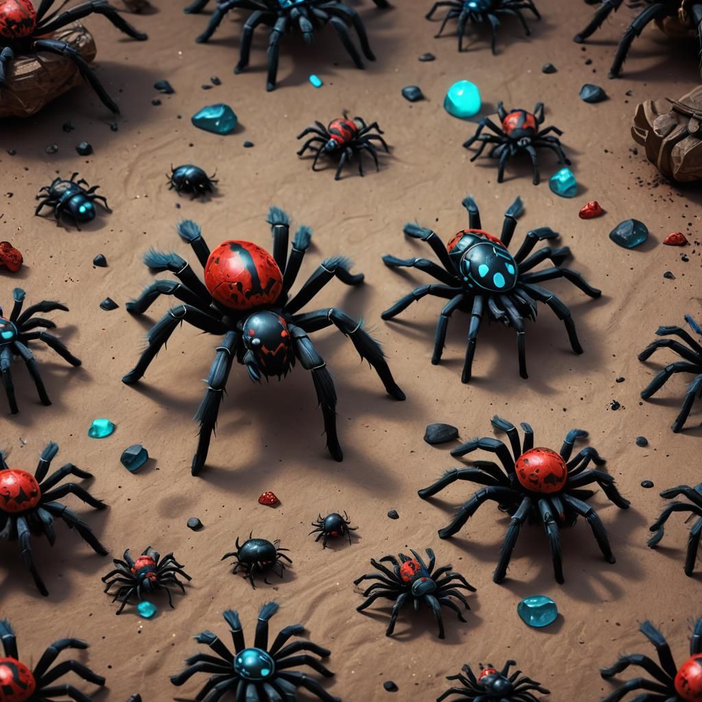 Bioluminescent Chibi Tarantula in Detailed Digital Art