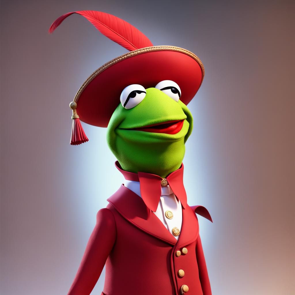 Kermit as Cardinal Richelieu: Pixar-Style 3D Art