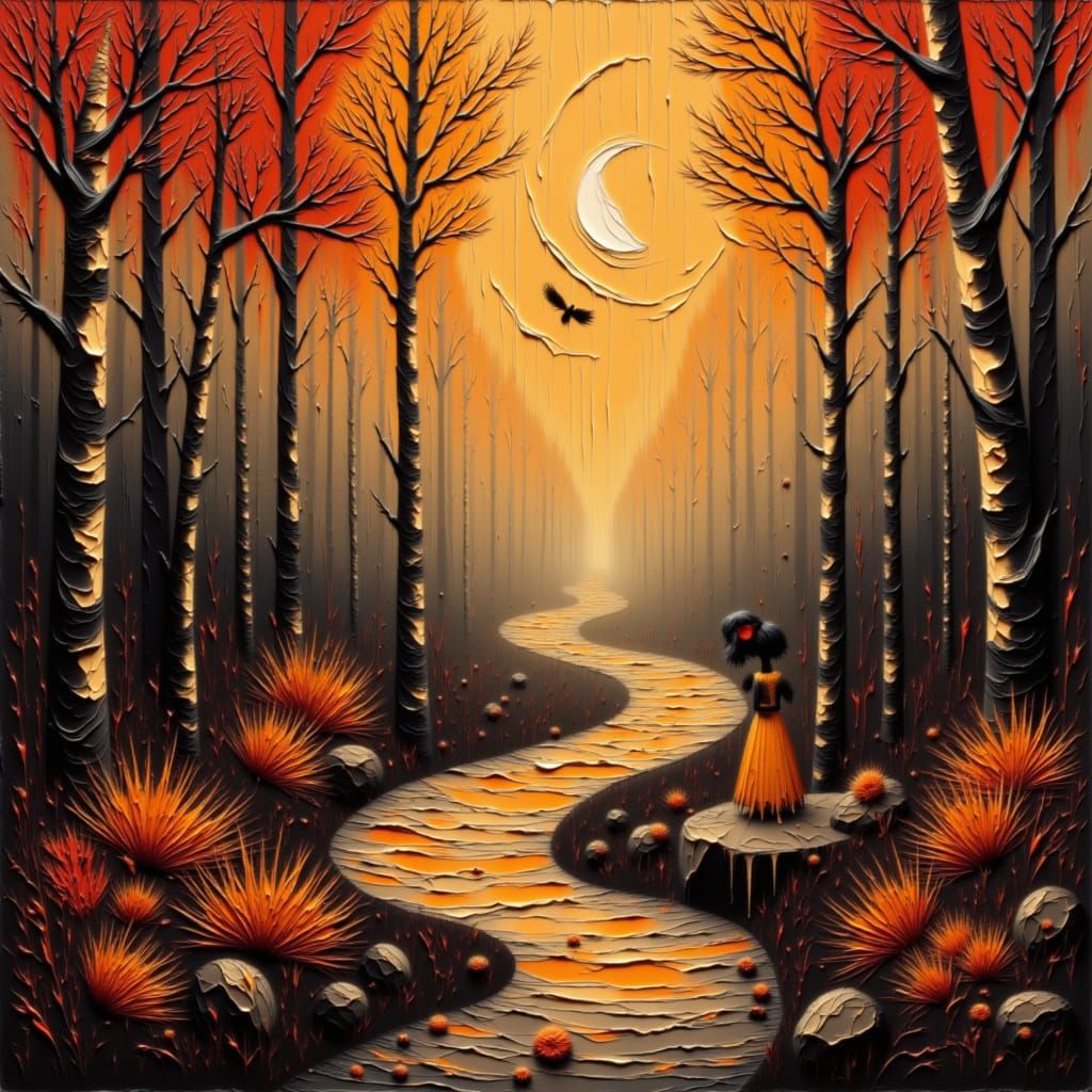 Mystical Autumn Forest Path in Golden Light