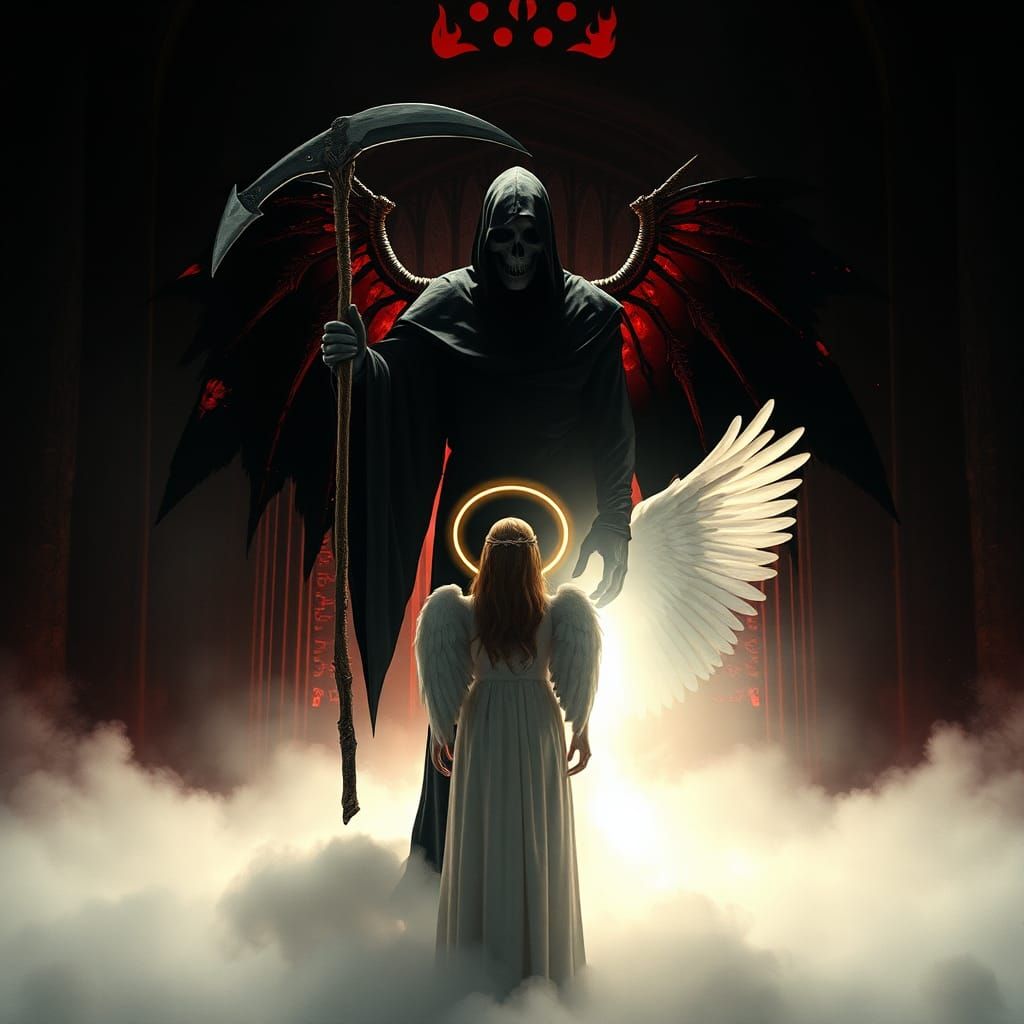 Epic Grim Reaper Confronts Angel of Light