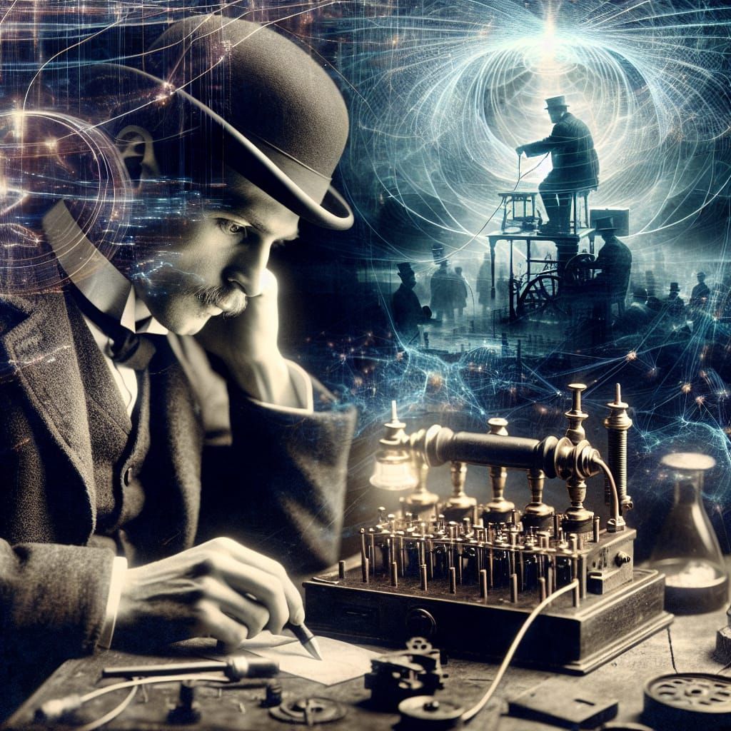 First Telephone Transmission: A Double Exposure Digital Artw...