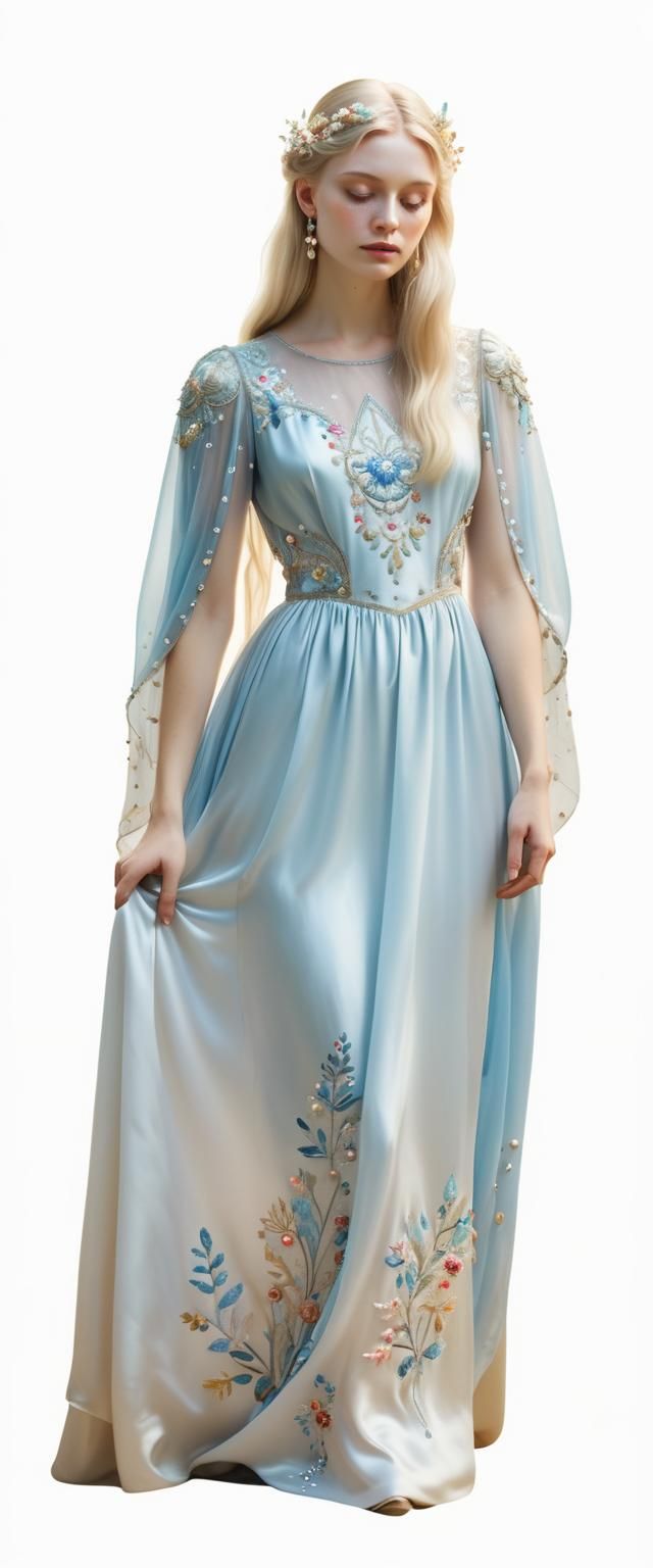 Mystical Woman in Garden, Neoclassical Surrealism