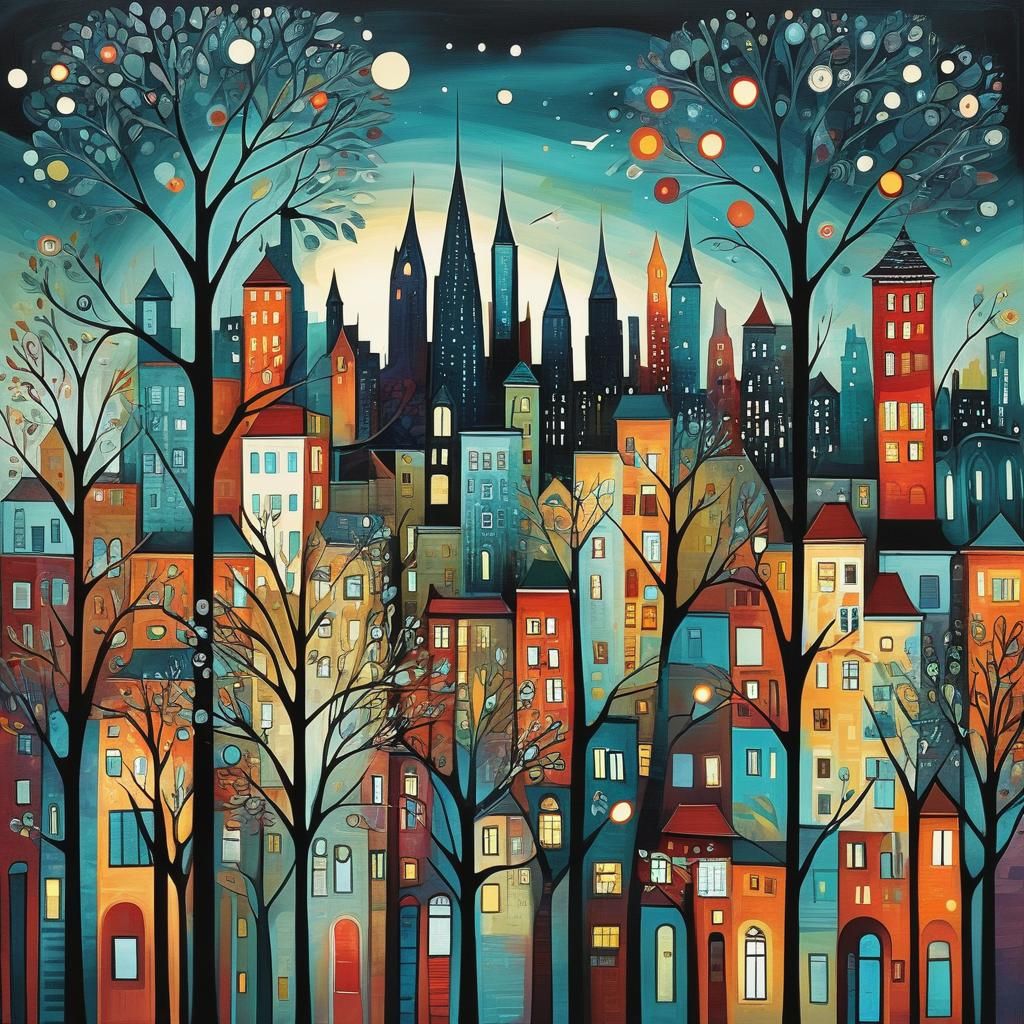 Abstract Cityscape in Art Brut Style