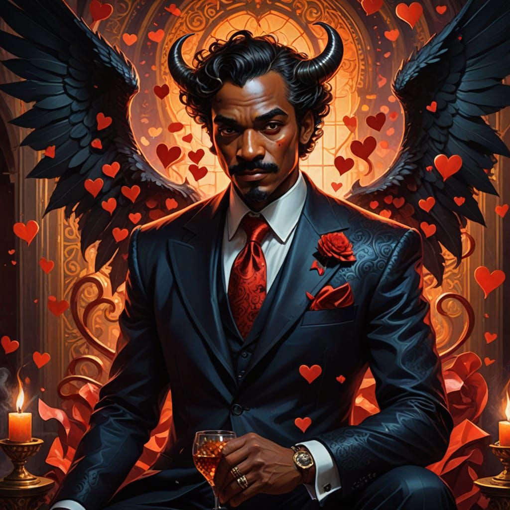 Surreal Valentine's Day Pitfiend in Elegant African Art