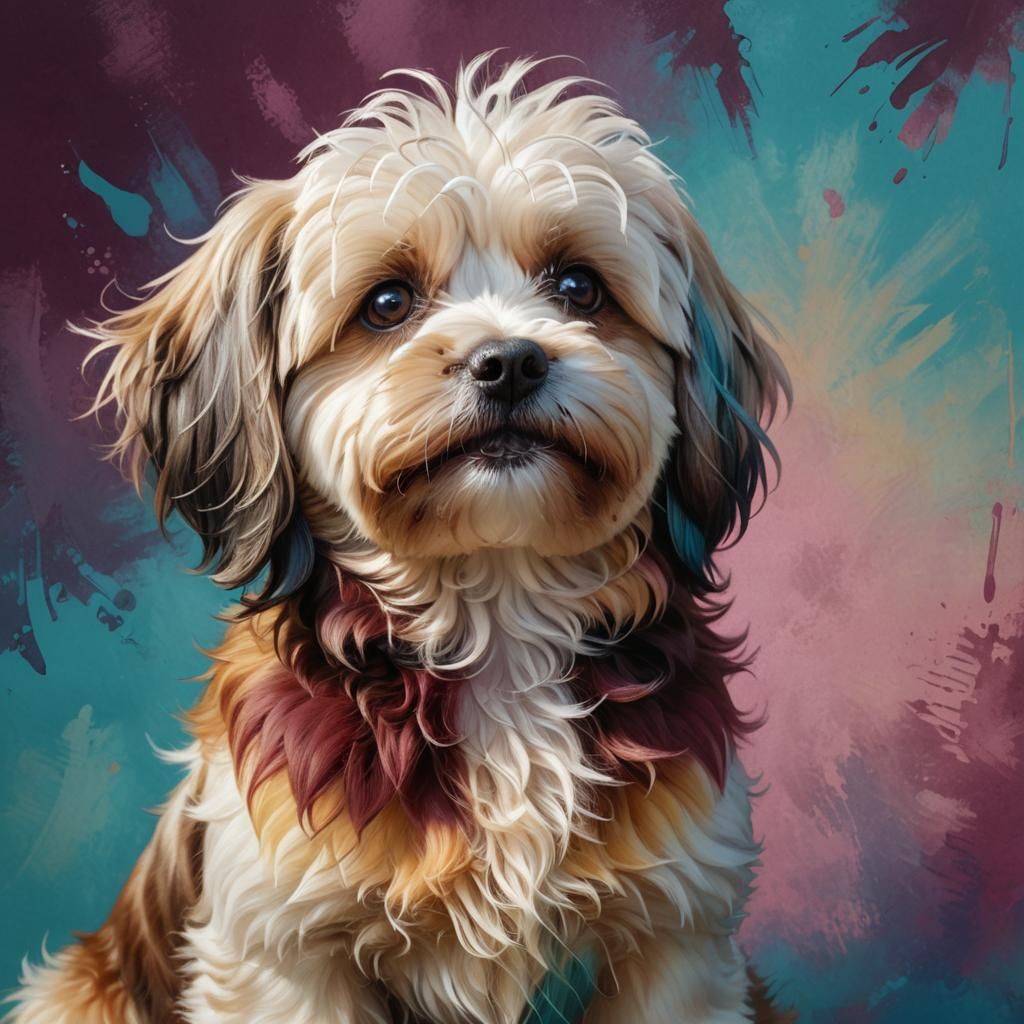Cute Havanese Dog in Hyperrealistic Splash Art