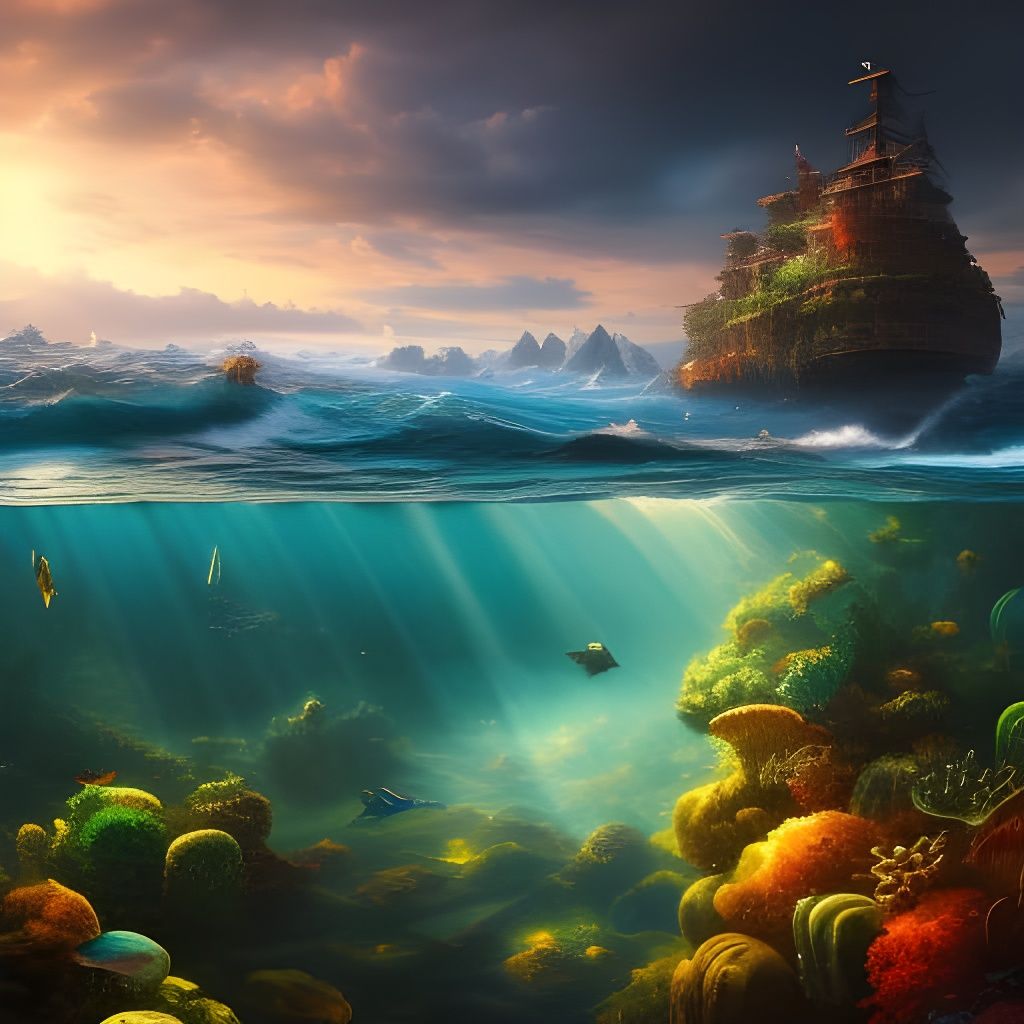 Underwater Shipwreck: Hyperdetailed Digital Art