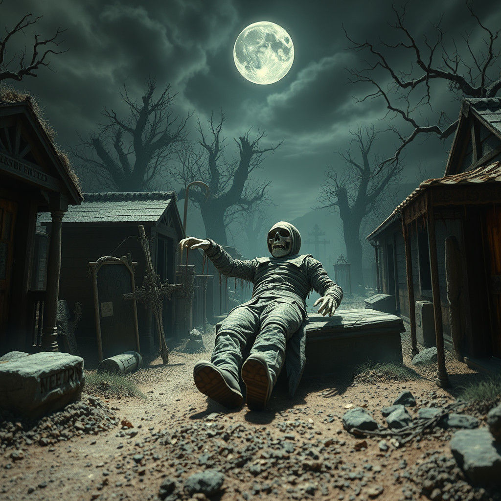 Mummy Haunts Old West Cemetery: Digital Matte Painting