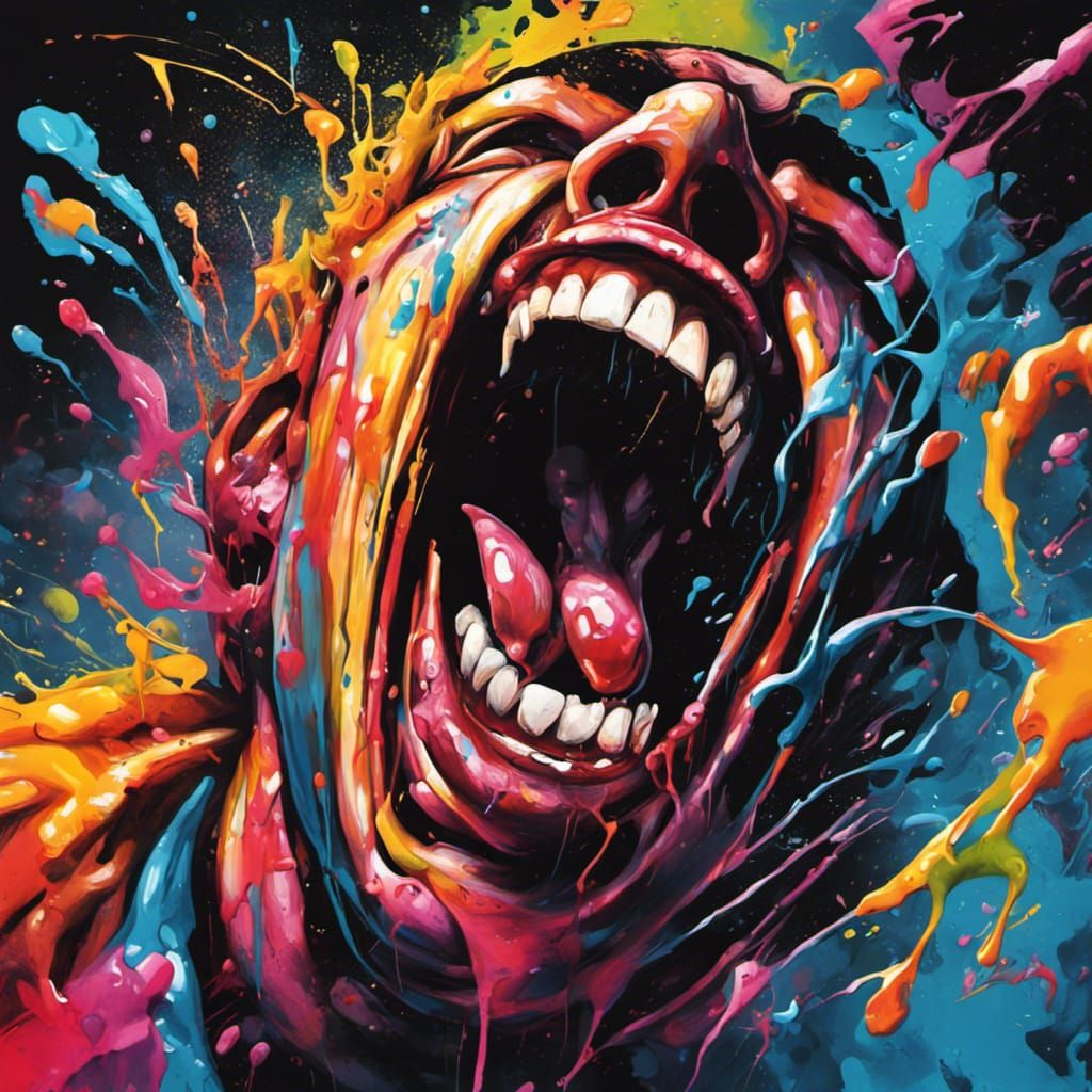 Screaming Figure in Graffiti Street Art Style