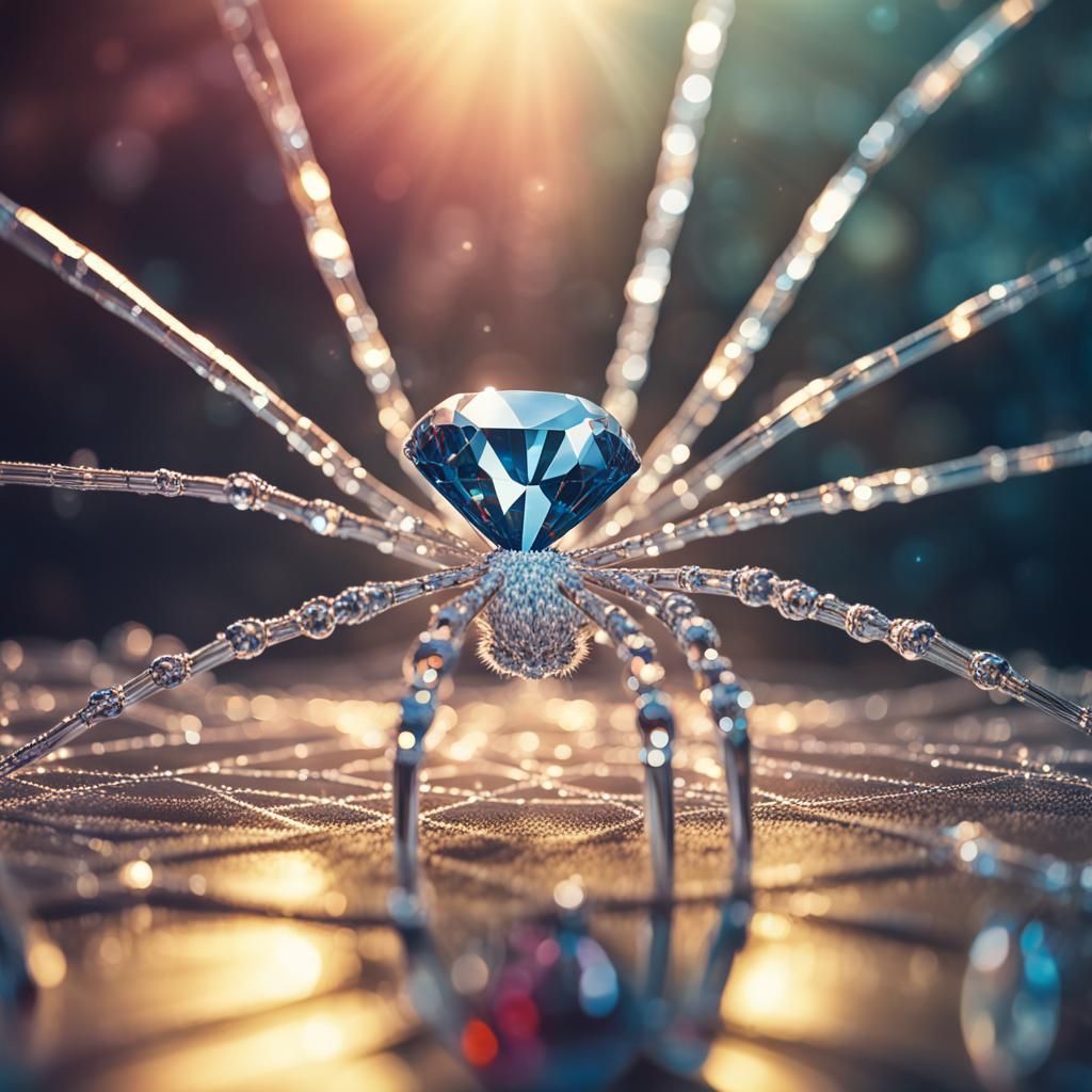 Shimmering Diamond Spider on Crystal Web