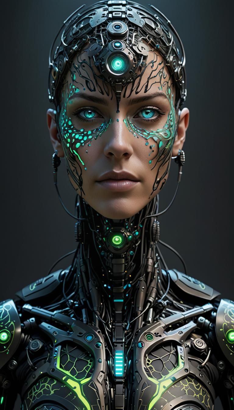 Bioluminescent Cyborg with Electronic Components