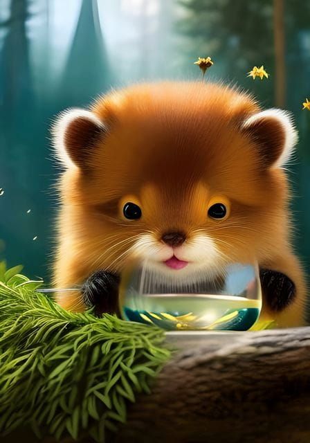 Hamster Sipping Lemonade: Hyperrealistic Fantasy Portrait