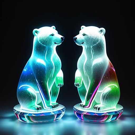 Rainbow Glass Polar Bear Figurines