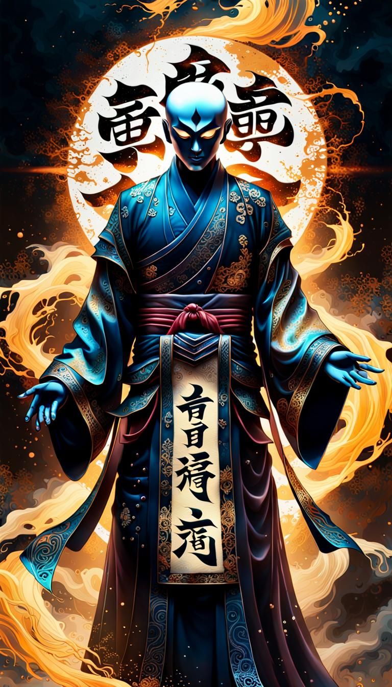 Surreal Ghost Kanji Characters in Splatter Art