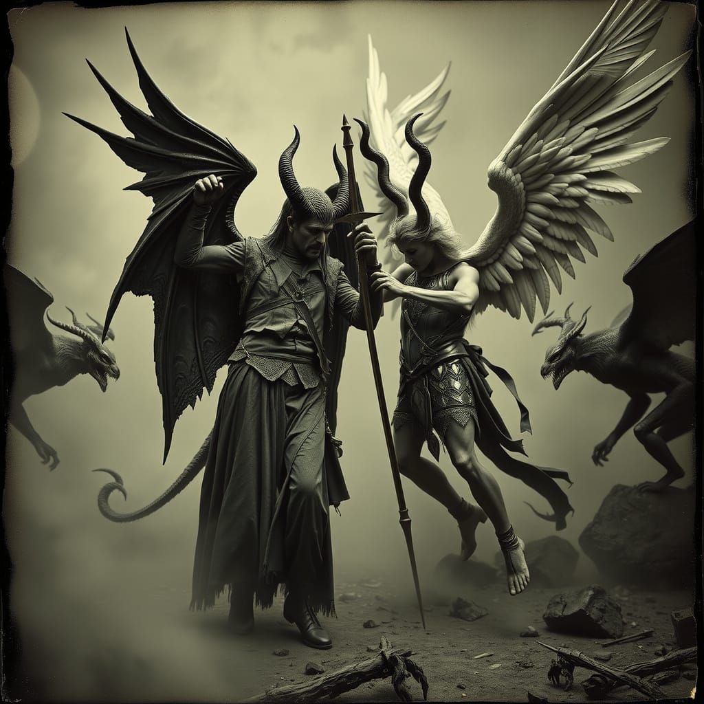 Angels and Demons Clash in Wet Plate Photo