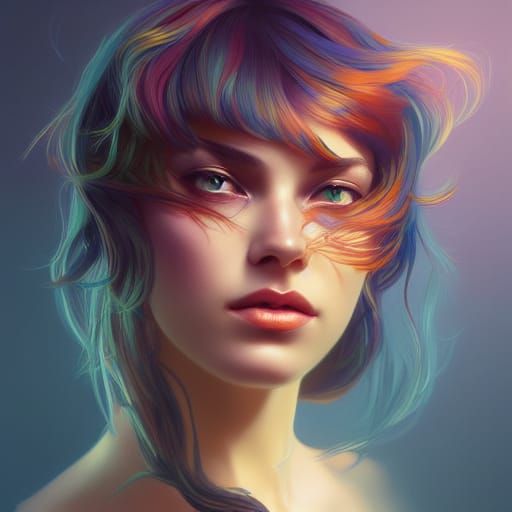 Psychedelic Cat Portrait in High Detail