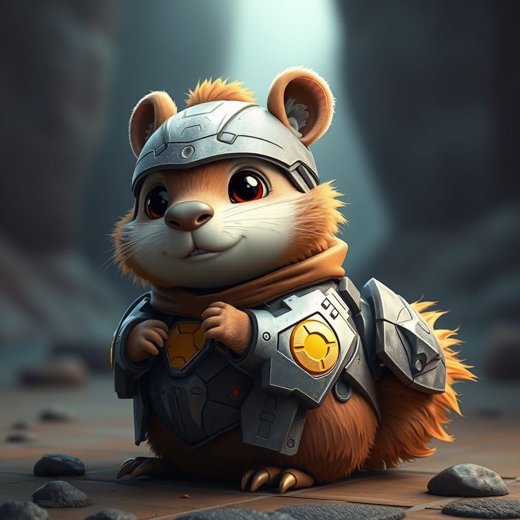 Fantastical Capybara in Mechanical Armor Animated Cartoon