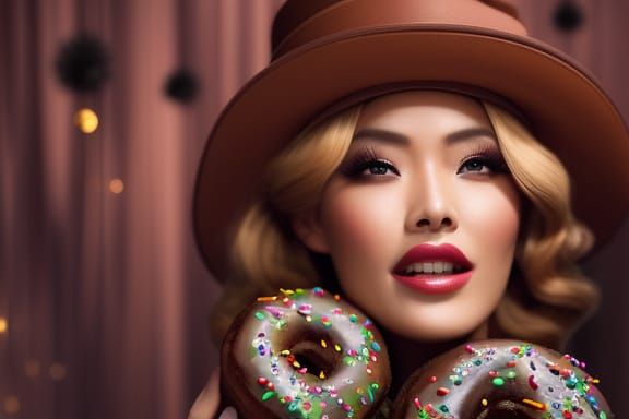 Donut Dream: Woman in Fantasycore Digital Art