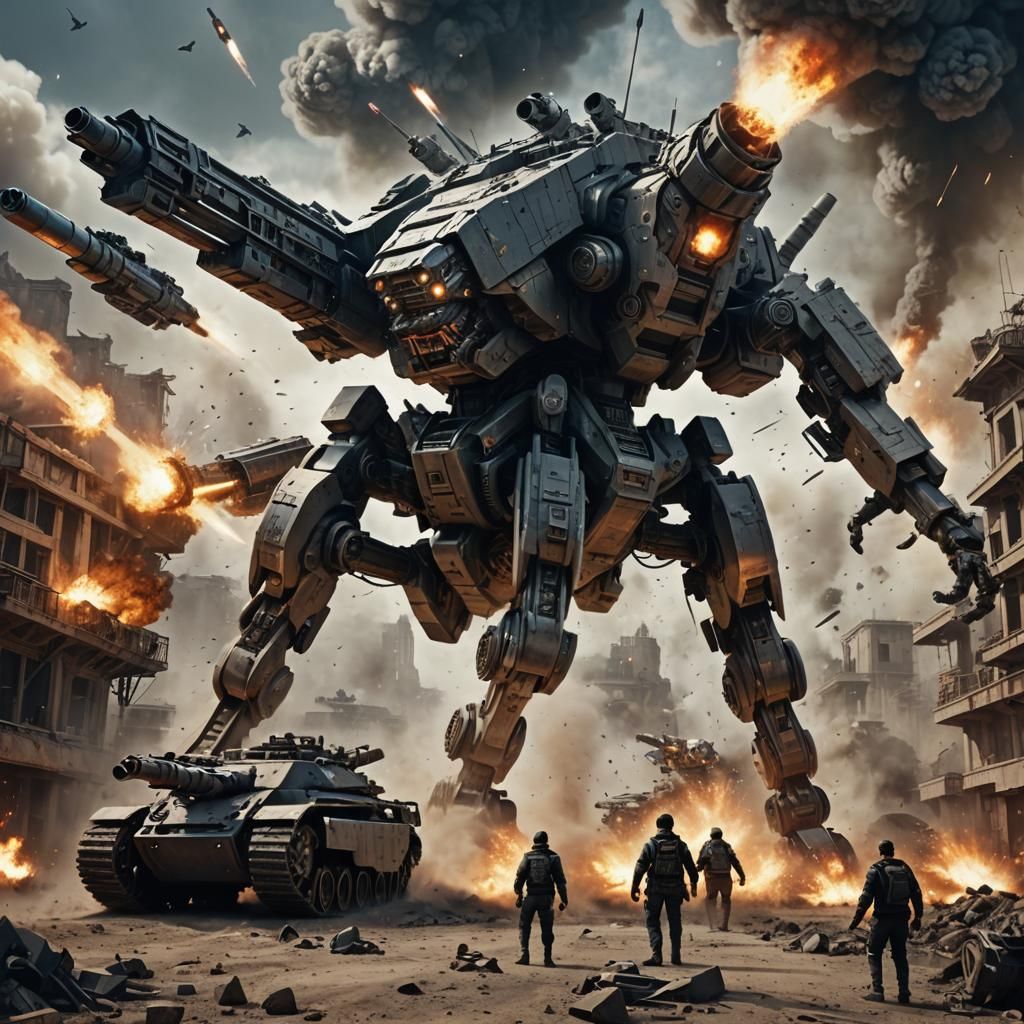 Epic Zoid Tank in Explosive Battle Scene