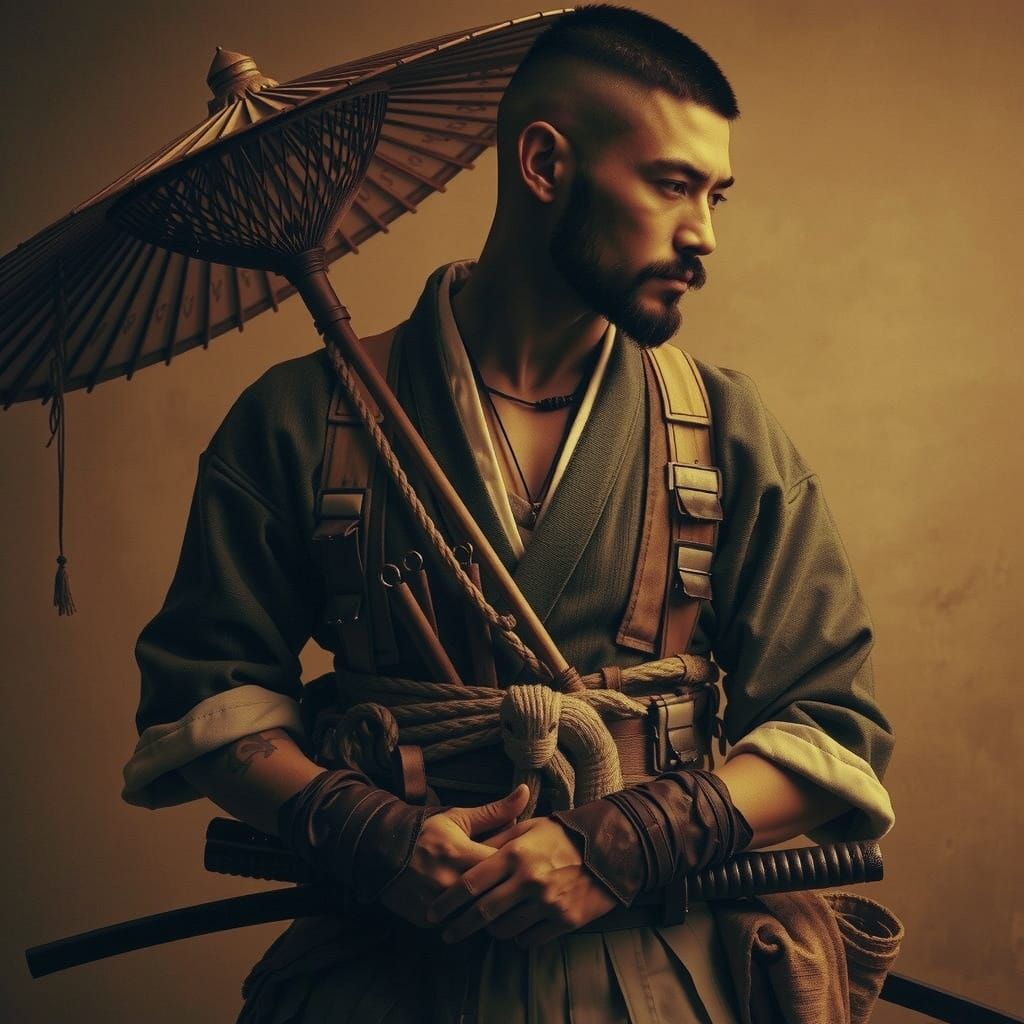 Elegant Samurai in Traditional Attire