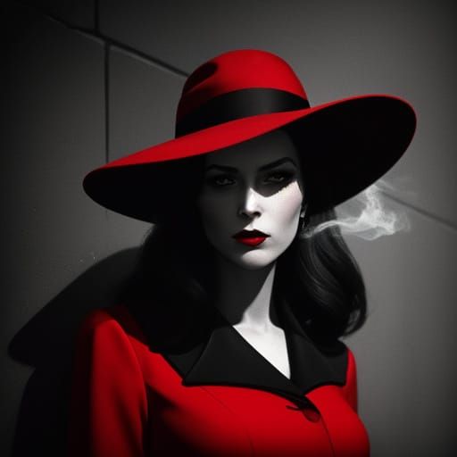 Film Noir Woman in Red Dress