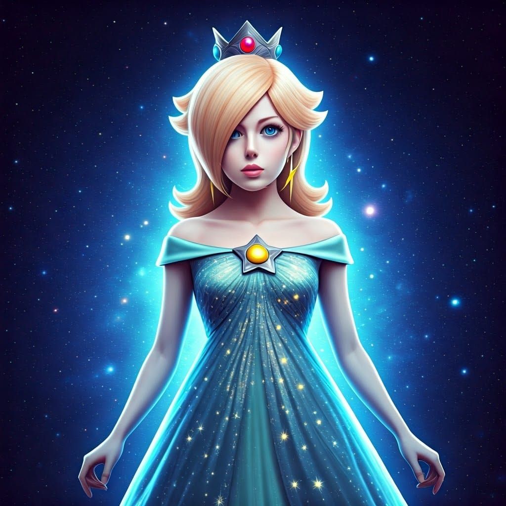 Celestial Princess in Cosmic Scene, Photo-Realistic Portrait