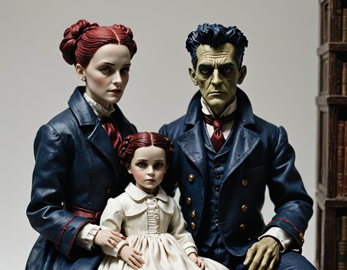 Baxter and Bella as Action Figures in Platinumcore Style