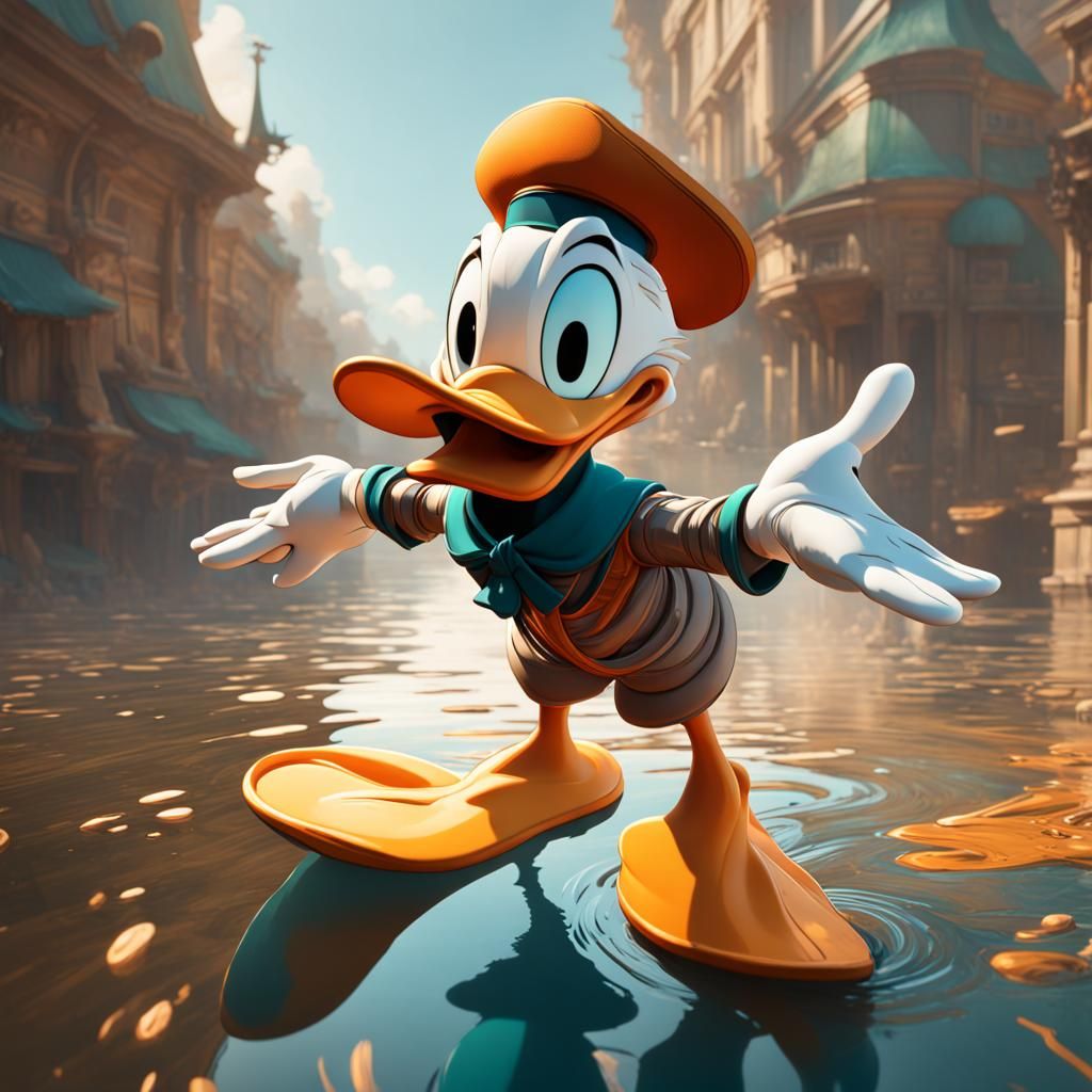 Hyperdetailed Donald Duck Concept Art in 8K