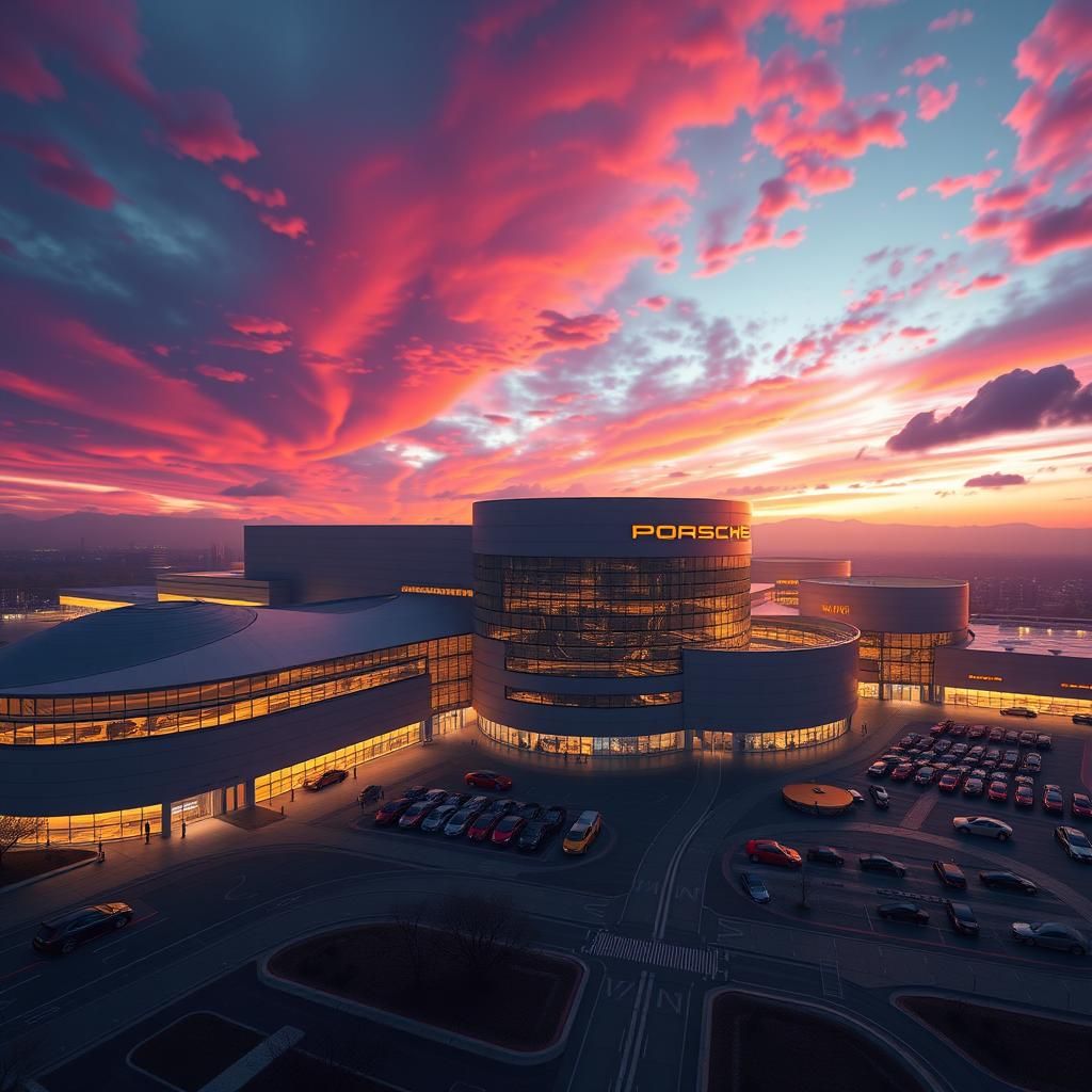 Futuristic Porsche Factory in Unreal Engine Style