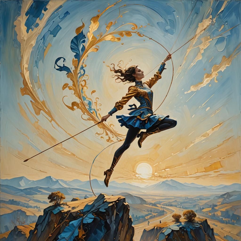 Surreal Equilibrist in Dreamlike Impasto Style