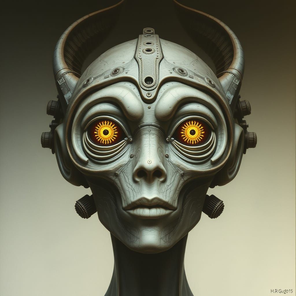 Gigeresque Solarpunk Goddess in Ethereal Light