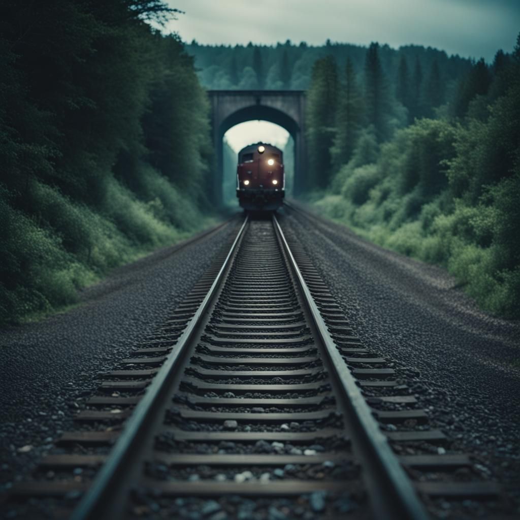 Dramatic Railway Scene in Cinematic Style