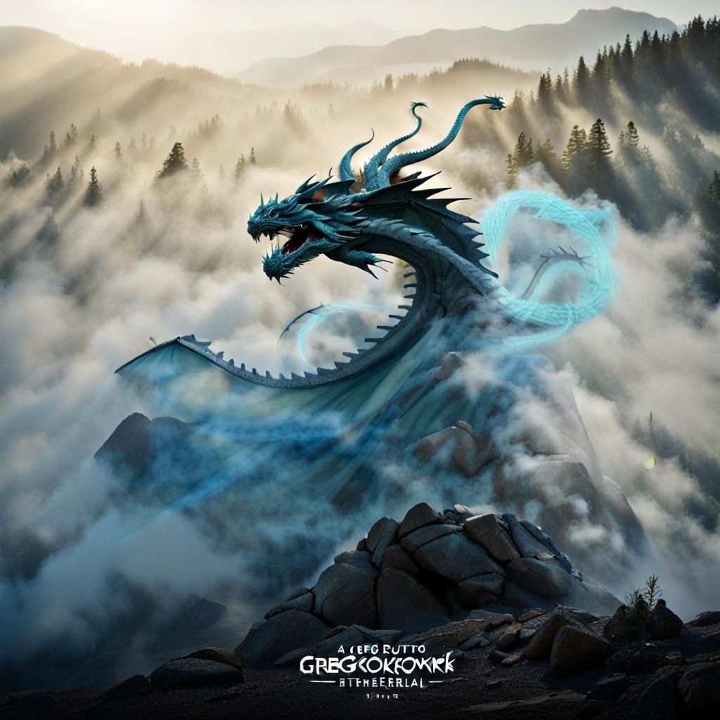 Ethereal Dragon Scheming in Mysterious Fog