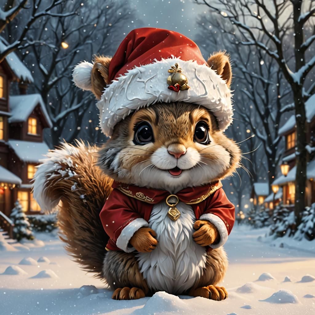 Chibi Santa Squirrel Delight