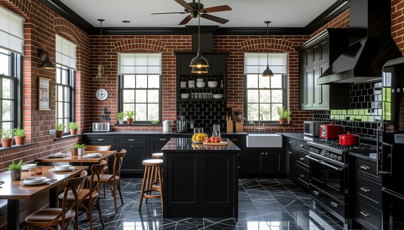 Victorian Kitchen with Modern Appliances in Cinematic Style