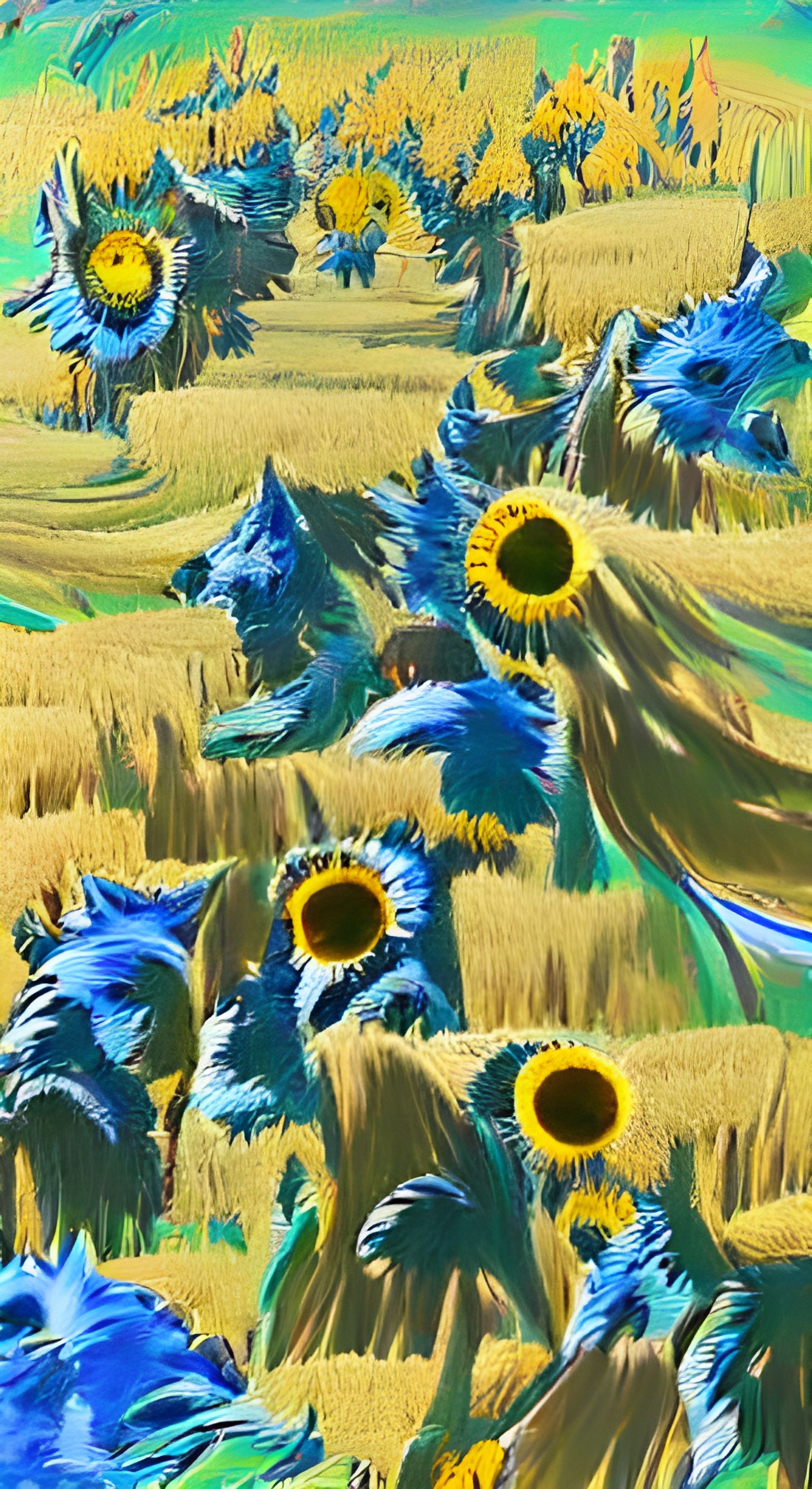 Field of Sunflowers Under Blue Skies