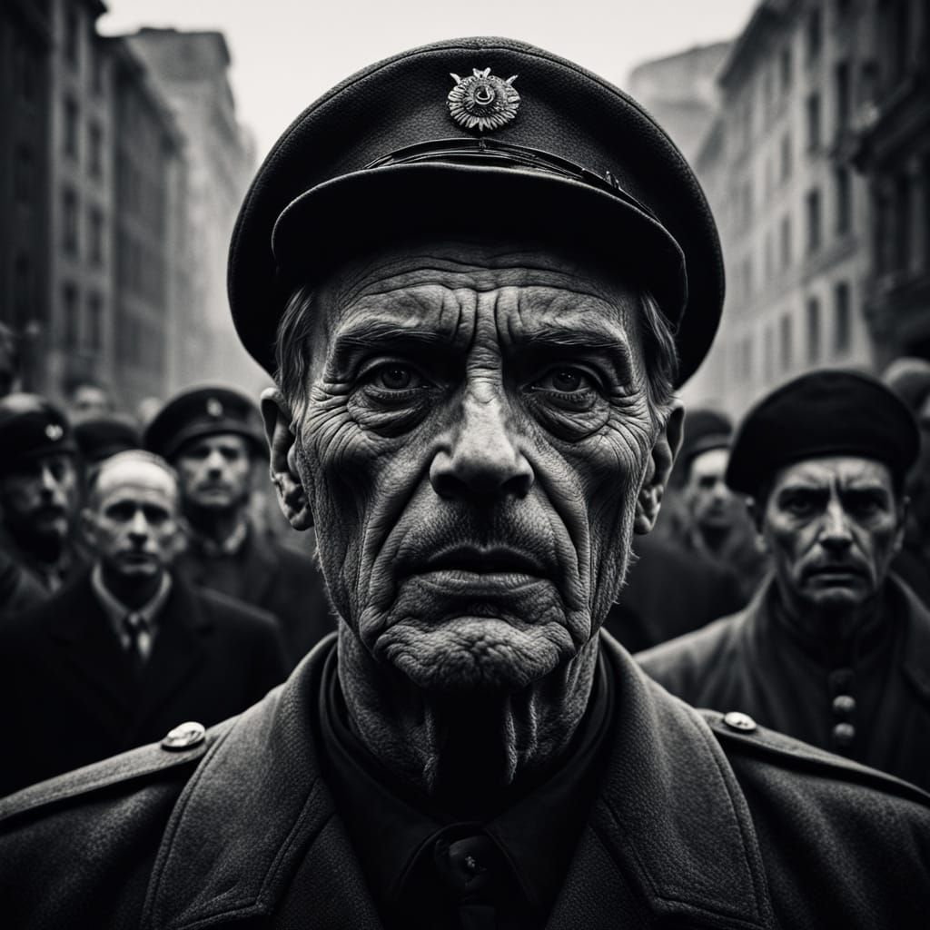 Charismatic Leader in Monochromatic Propaganda Art