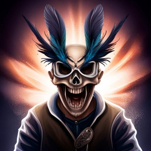 Skull Mask Portrait with Dramatic Lighting