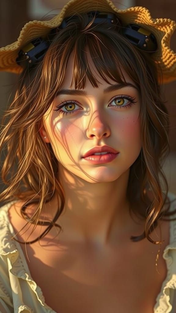 Intimate Portrait of a Woman's Face in Hyperrealist Style