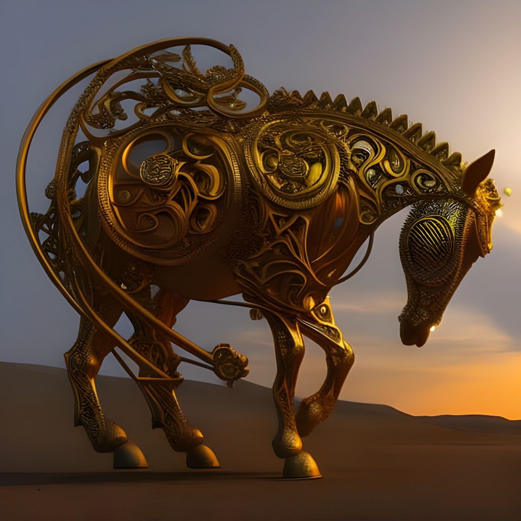 Golden Mechanical Horse, Dreamcore Style