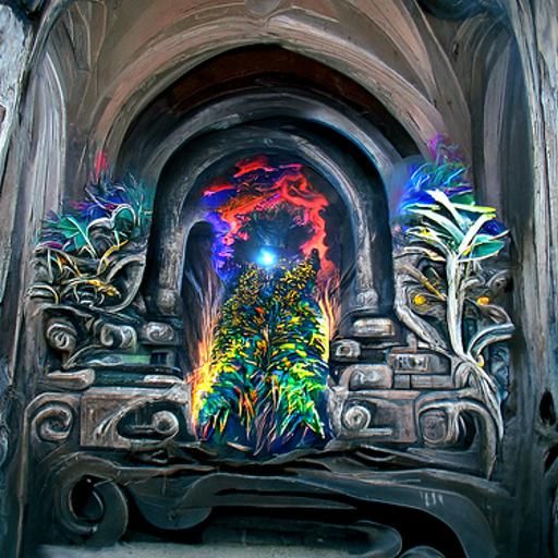 Aztec Portal to Dragon Dimension in Digital Art