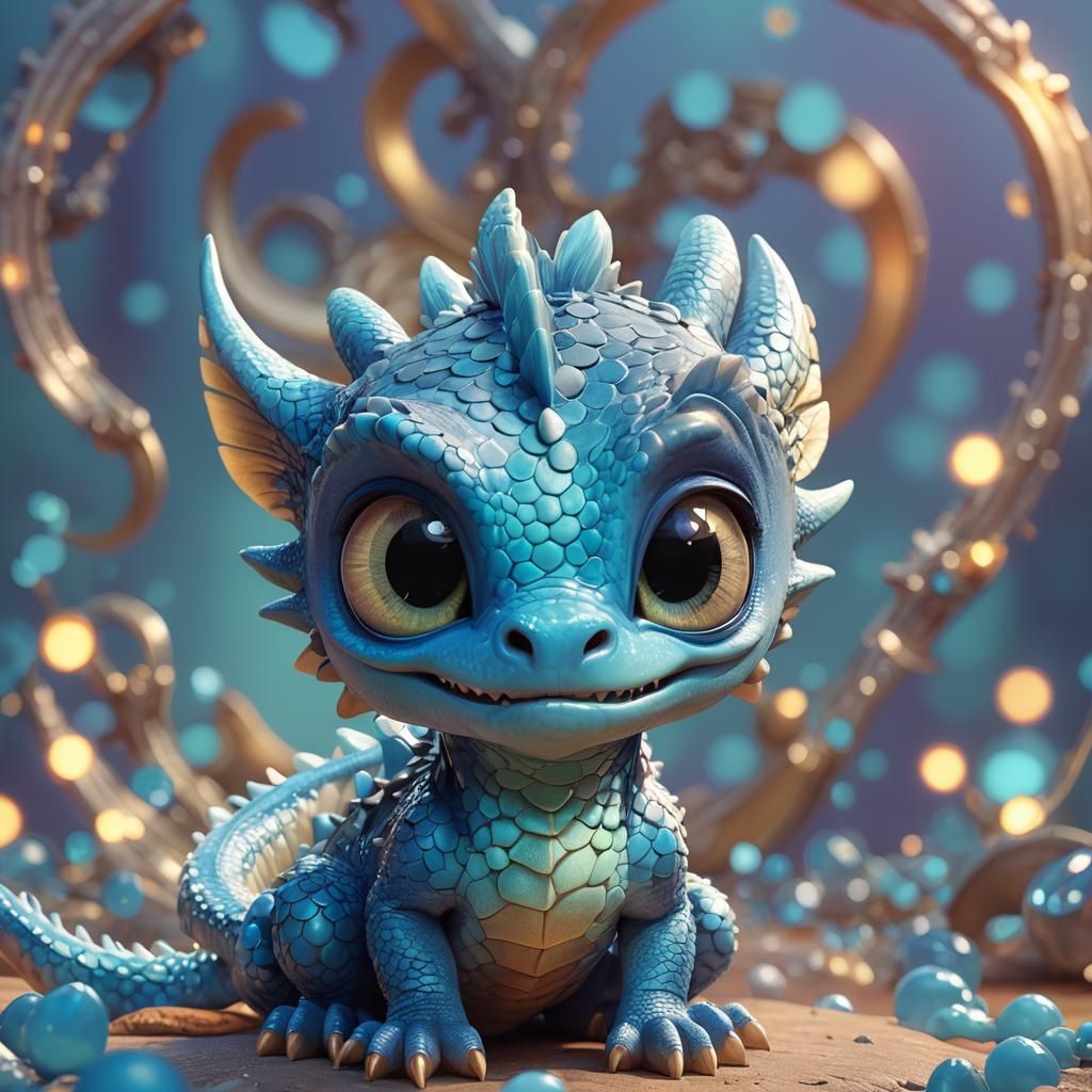 Adorable Baby Dragon in Pixar-Style 3D Art