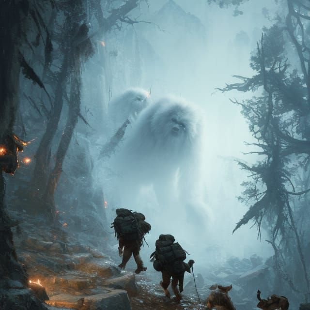 Yeti Attack: Dark Fantasy Concept Art in 8K