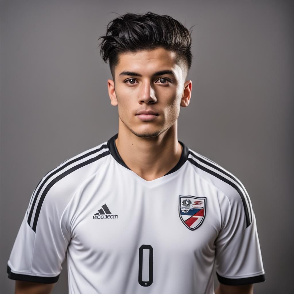 Detailed Headshot of Chilean Soccer Player in 85mm DSLR