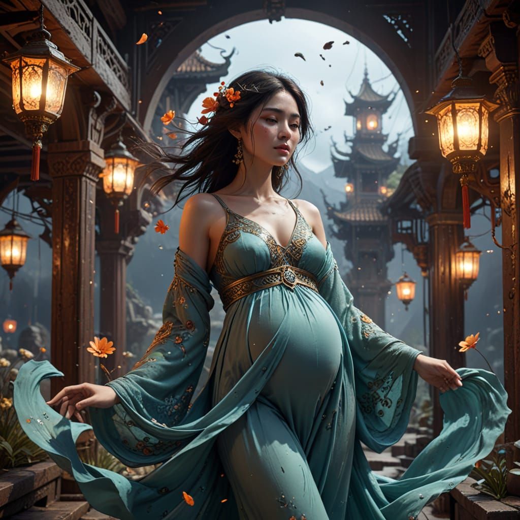 Ethereal Oriental Muse in Necromantic Whispers