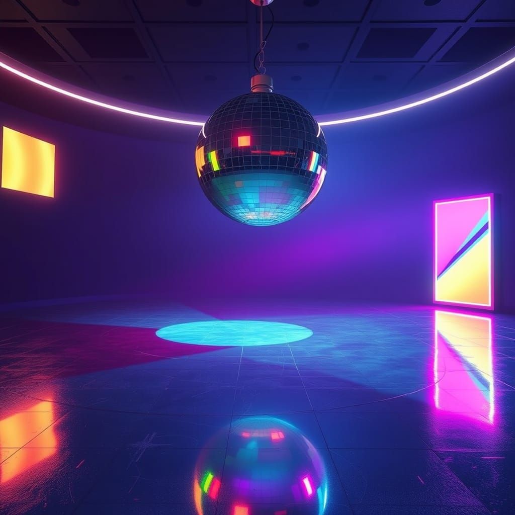 Retro-Futuristic Disco Floor in Neon Hues